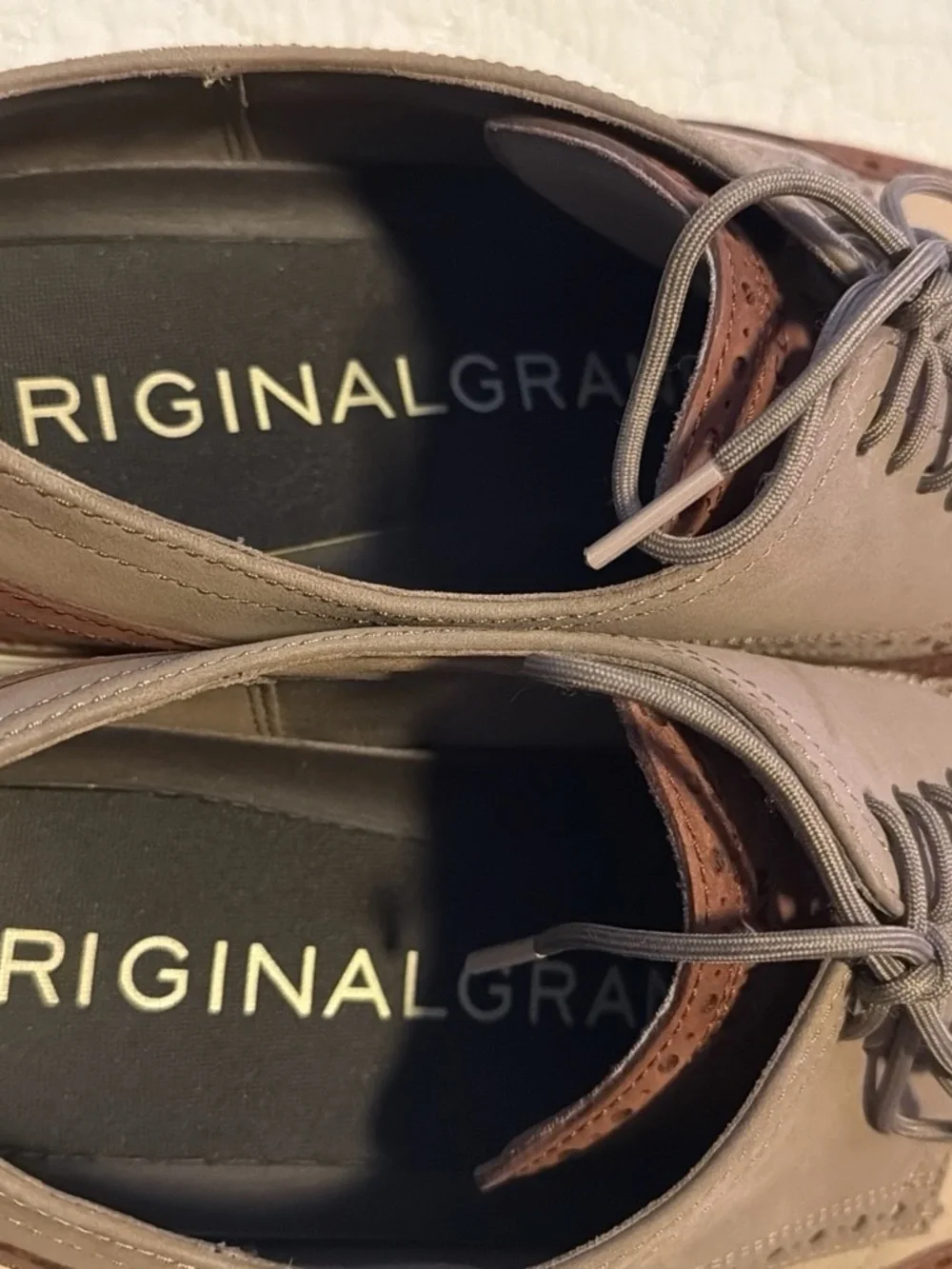 Classic Two-Tone Men’s Wingtip Oxfords in Brown and Taupe #Cole Haan